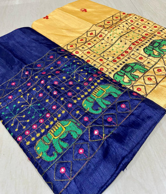 Kjs Cotton Silk Embroidered Blouse Material