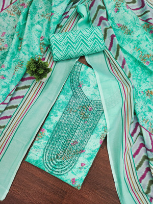 LeeliPeeri Designer Cotton Blend Embroidered, Floral Print Salwar Suit Material