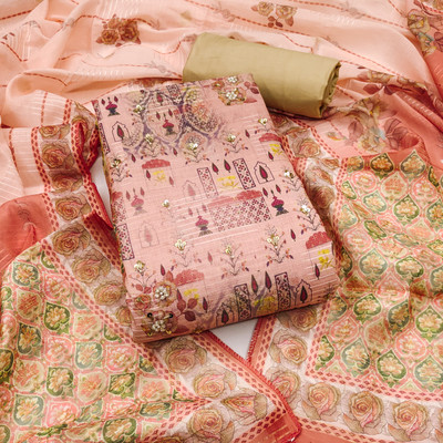 Saware Silk Blend Printed Salwar Suit Material