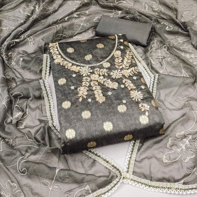Blissta Silk Blend Self Design Salwar Suit Material