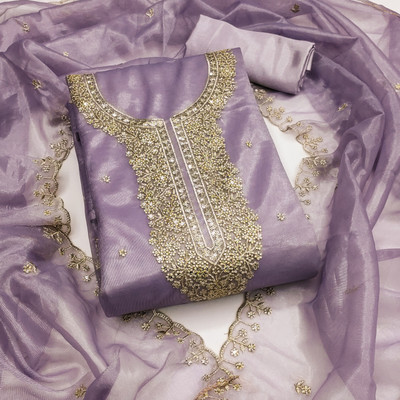 M FASHION Net/Lace Embroidered Salwar Suit Material