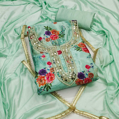 priyam fashion Silk Blend Floral Print Salwar Suit Material