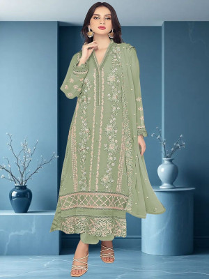Amit Georgette Dyed, Embroidered, Embellished, Self Design Salwar Suit Material