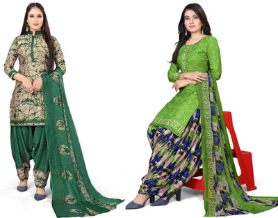 STYLEVEDA Crepe Printed Kurta & Patiyala Material