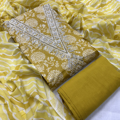 krishna boutique Pure Cotton Printed Salwar Suit Material