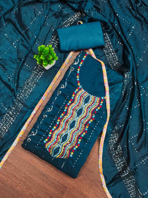 Divastri Silk Blend Embroidered Salwar Suit Material