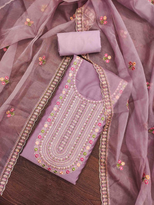 Divastri Cotton Blend Embroidered Salwar Suit Material