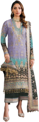AWLFAB Georgette Embroidered Salwar Suit Material