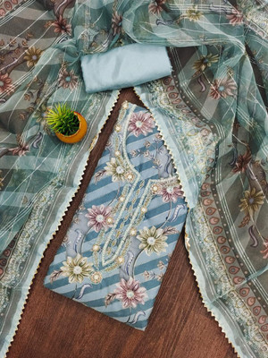 Tasrika Organza Striped Salwar Suit Material