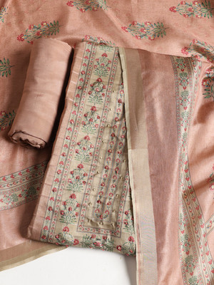 Meena Bazaar Tussar Silk Printed Salwar Suit Material