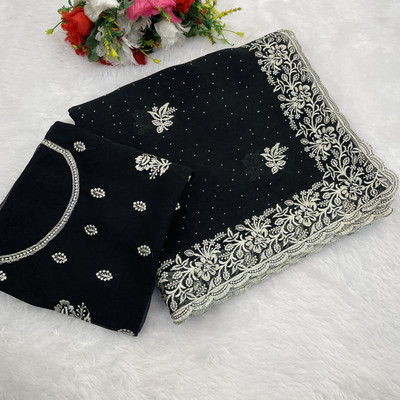 Mikhu Shop Silk Blend Embroidered Blouse Material