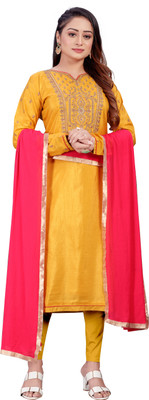 VUBA Silk Blend Embroidered, Embellished Salwar Suit Material