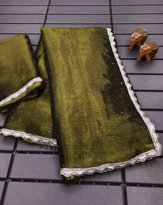 ZOYAL ENTERPRISE Solid/Plain Bollywood Brasso Saree(Light Green)