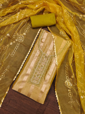 Blissta Organza Embellished Salwar Suit Material