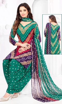 HE VAHLA Crepe Solid, Printed Salwar Suit Material