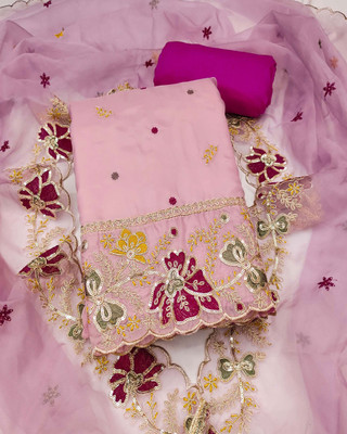 Peachmode Viscose Rayon Embroidered Salwar Suit Material