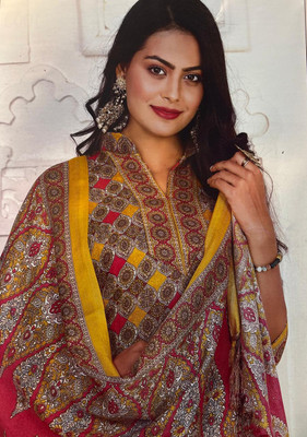 GUMBERTEXTILES Wool Graphic Print Salwar Suit Material