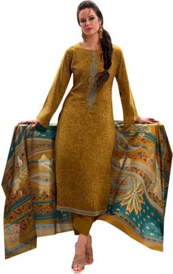 Rosniya Wool Embroidered Kurta & Churidar Material