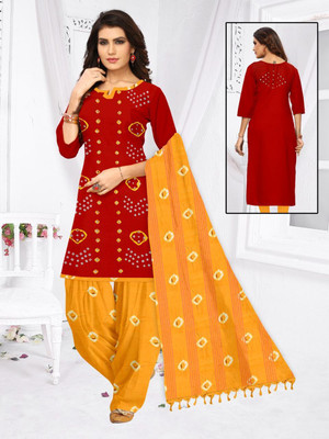 JANKIFABRIC Viscose Rayon Printed, Self Design, Colorblock Salwar Suit Material