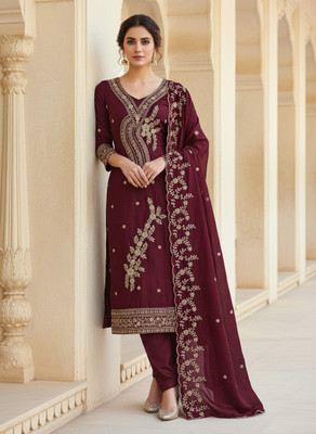 TNT Cotton Blend Embroidered Salwar Suit Material