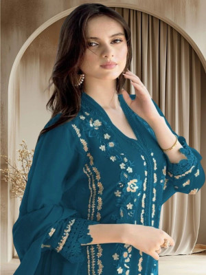 Dealbazaars Corporation Georgette Embroidered Salwar Suit Material