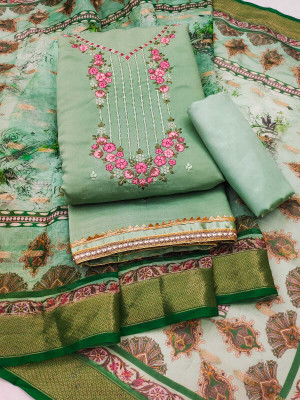 AALSHOP Pure Cotton Embroidered Salwar Suit Material