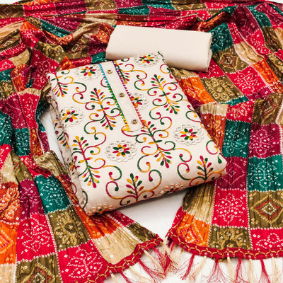 Nayanthara Trends Cotton Blend Embroidered Salwar Suit Material