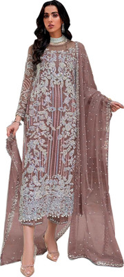 Uday Fashion Net/Lace Embroidered Salwar Suit Material