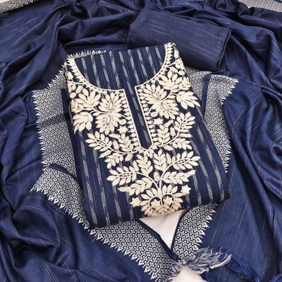 Divastri Cotton Blend Embroidered Salwar Suit Material