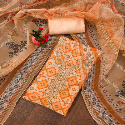 Peachmode Organza Embroidered Salwar Suit Material