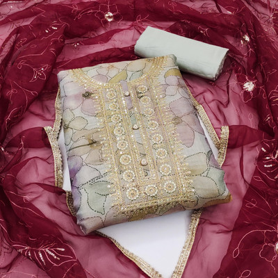 Divastri Cotton Blend Embroidered Salwar Suit Material