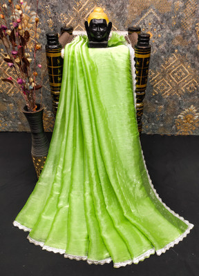 greeva enterprise Embellished Bollywood Jimmy choo Saree(Light Green)