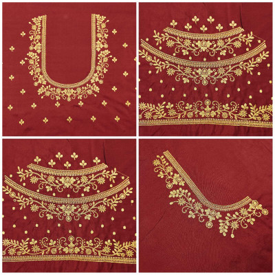 Quite Art Silk Embroidered Blouse Material