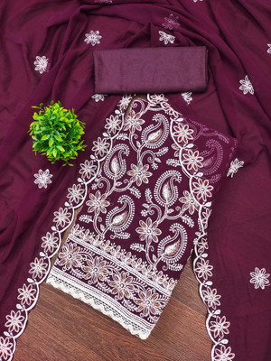 Shadow & Saining Georgette Embroidered Salwar Suit Material