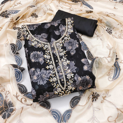 Jaipur Kurti Silk Blend Floral Print Salwar Suit Material