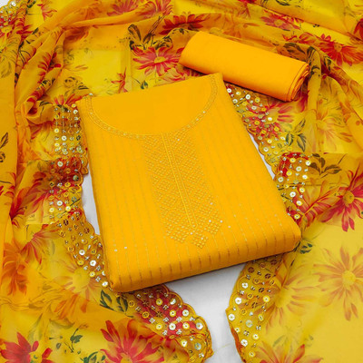 Vedanya Creation Pure Cotton Embellished Kurta & Churidar Material