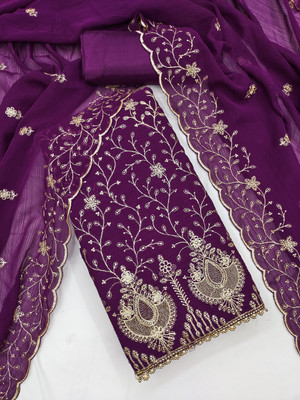 Divastri Silk Blend Embroidered Salwar Suit Material