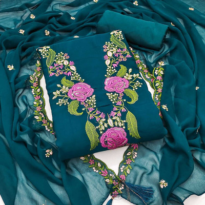 BlissFlair Georgette Embroidered Kurta Fabric