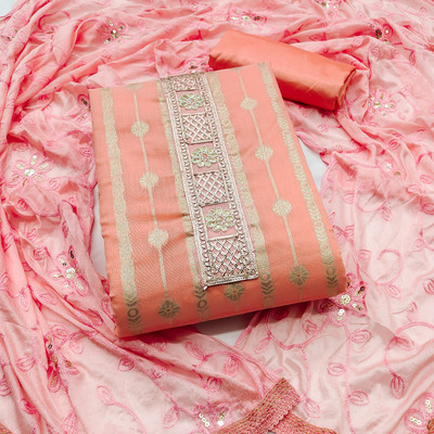manvaa Jacquard Embroidered Salwar Suit Material
