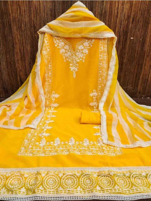 FUSIONVALLEY Georgette Floral Print Salwar Suit Material