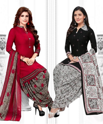 ANIRAV Crepe Solid, Printed, Geometric Print Salwar Suit Material