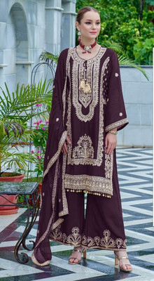 Fashion Care Chiffon Embroidered Salwar Suit Material