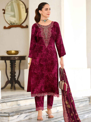 Stylee Lifestyle Wool Embroidered Salwar Suit Material
