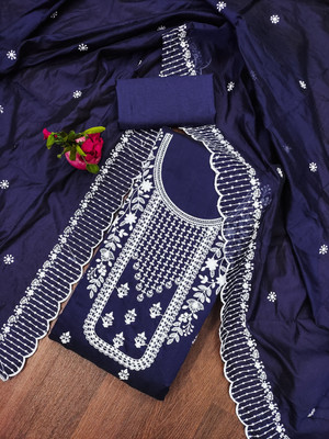 HouseOfCommon Chanderi Embroidered Salwar Suit Material