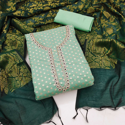 Jaipur Kurti Silk Blend Floral Print Salwar Suit Material