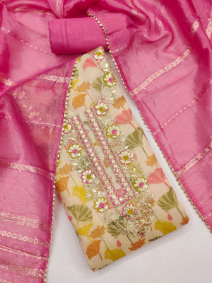 NIDHI'S FASHION Silk Blend Embroidered Salwar Suit Material