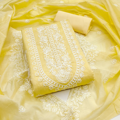 M FASHION Cotton Blend Embroidered Salwar Suit Material