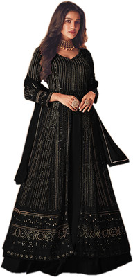 KAPANKU Georgette Embroidered Gown/Anarkali Kurta & Bottom Material