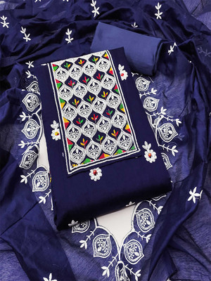Peachmode Chanderi Embroidered Salwar Suit Material