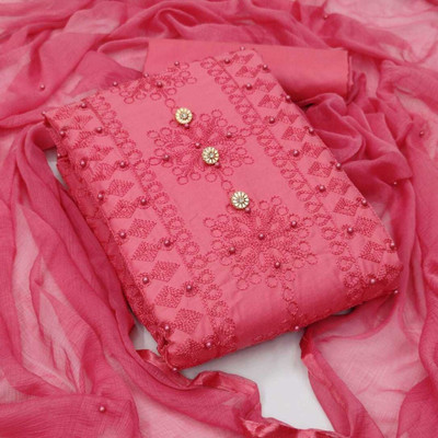 BJM ENTERPRISE Cotton Blend Embroidered Kurta & Churidar Material